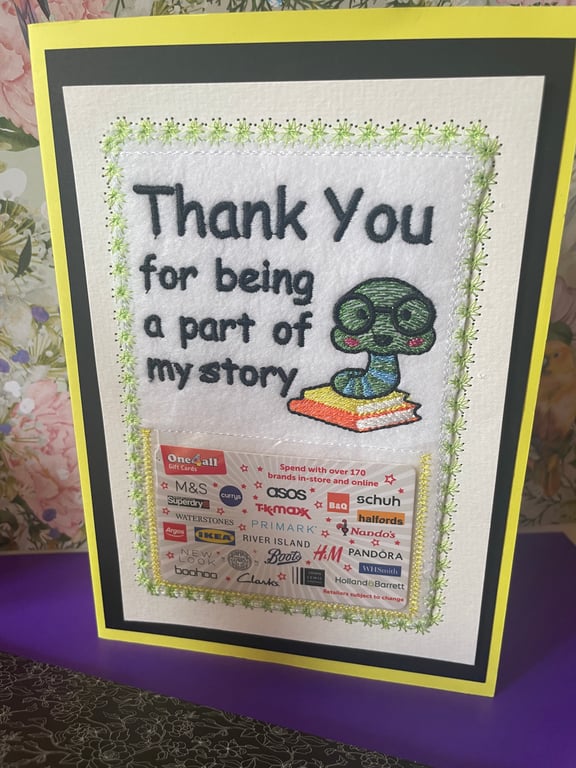 Handmade greetings card thank you gift card holder end of term gift 