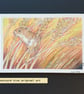 Harvest mouse with wheat stalks, postcard size art, letterbox art gift