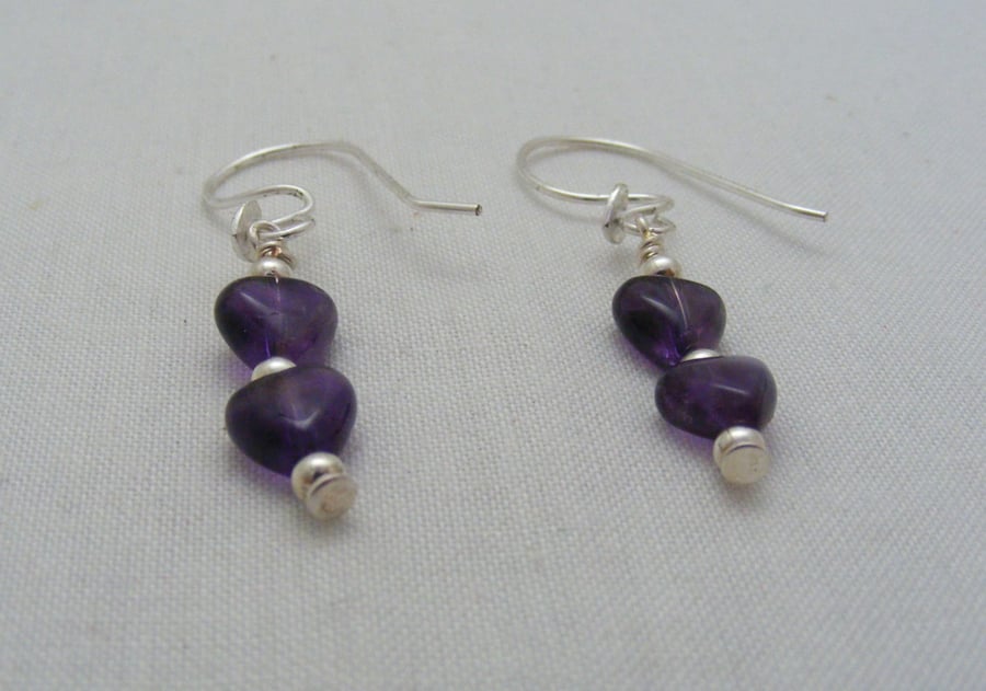 Amethyst Heart Earrings