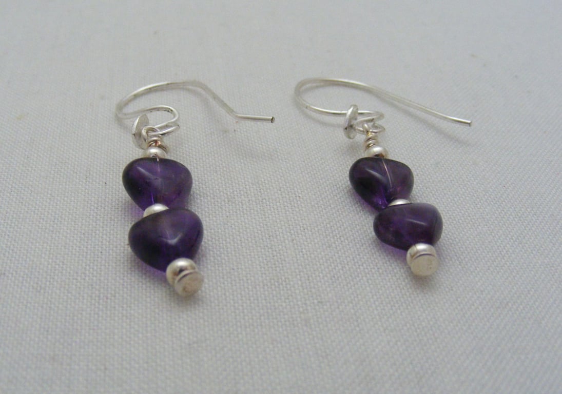 Amethyst Heart Earrings