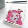 freemotion embroidered floral lady zombie A6 sketchbook pink