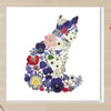 Sitting Cat, Pressed Flower Print card, 