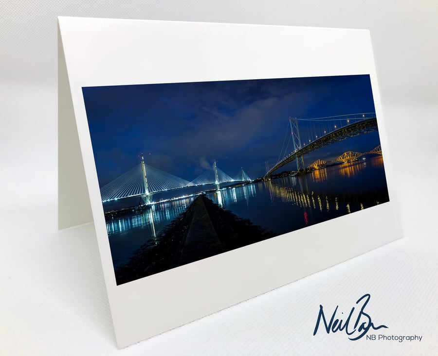 The Three Forth Bridges - Scotland Greeting Card by Neil Barr