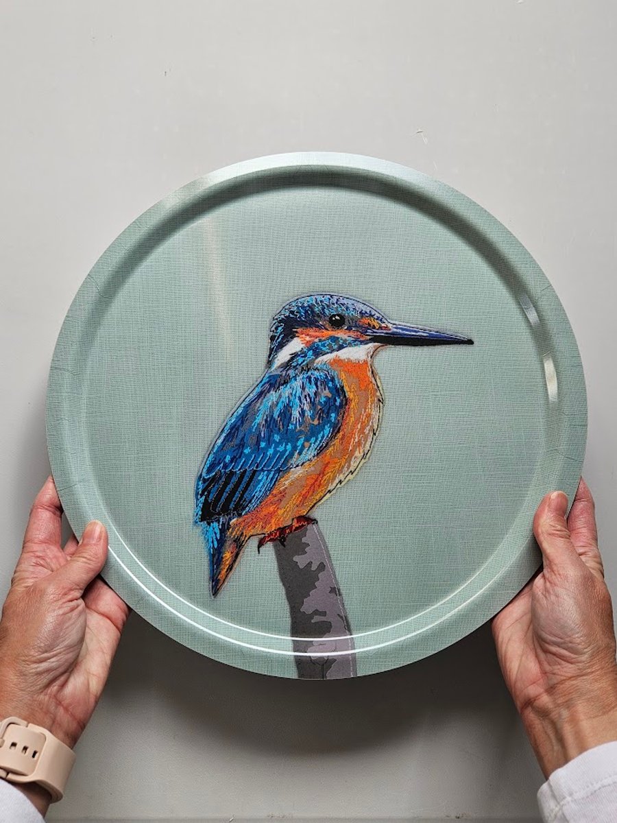 Kingfisher Tray Wildlife Gift, Bird Lover Melamine Serving Tray