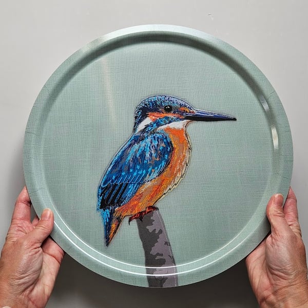 Kingfisher Tray Wildlife Gift, Bird Lover Melamine Serving Tray