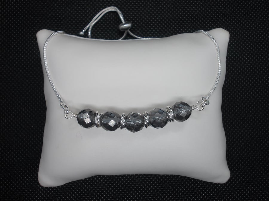 Grey coated quartz slider bracelet