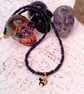 Black and Purple Beaded Halloween Necklaces with Black Cat Charms, Halloween - Image 2