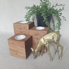 Set of 3 Wooden Tealight Holders Upcycled Pallet Block Candle Gift Set