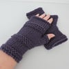 Clearance Sale now 5.00 Fingerless Mitts for Adults Hand Knitted Dark Purple