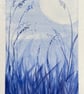 Blank greeting card, hand painted grasses in the moonlight, original artwork.  - Image 4
