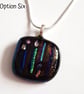 Black Dichroic Fused Glass Pendant - Rainbow Iridescent Necklace - Image 7