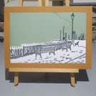 No Trams today lino print