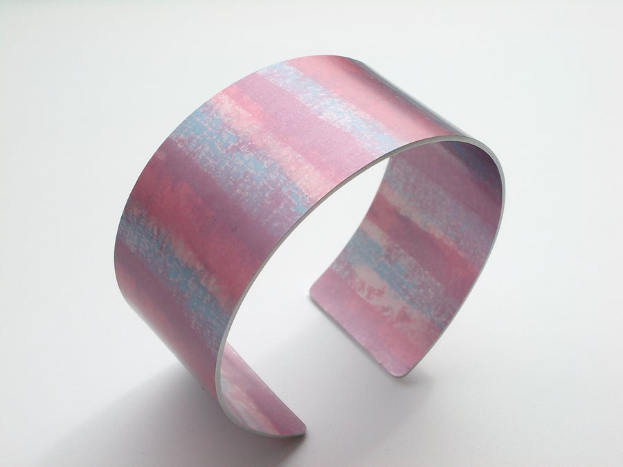 Cuff hand dyed in pink and blue