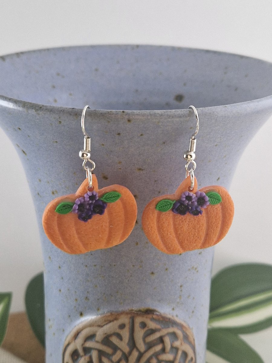 Pumpkin Polymer Clay Earrings: Halloween