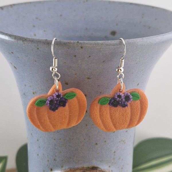 Pumpkin Polymer Clay Earrings: Halloween