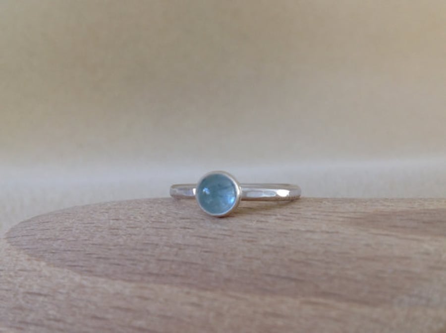  Aquamarine Sterling and Fine silver dainty gemstone ring