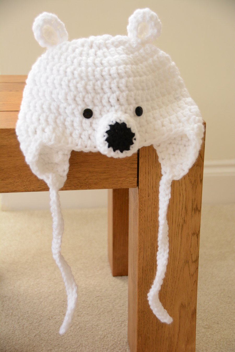 Age 12 months (White or Light fawn) - Baby Bear Hat