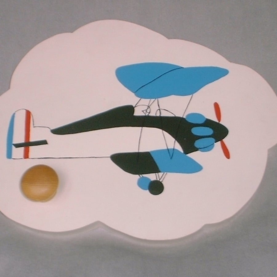 Childrens painted coat hook - Aeroplane