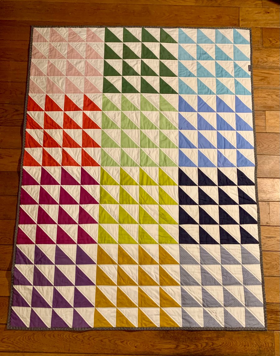 Rainbow, triangle quilt
