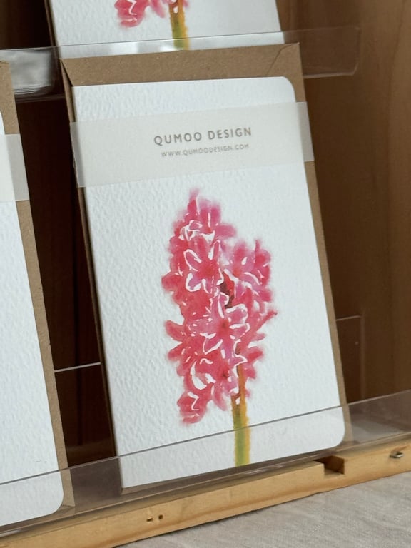 Hyacinth Pink spring flowers Greetings Card (QM 299)