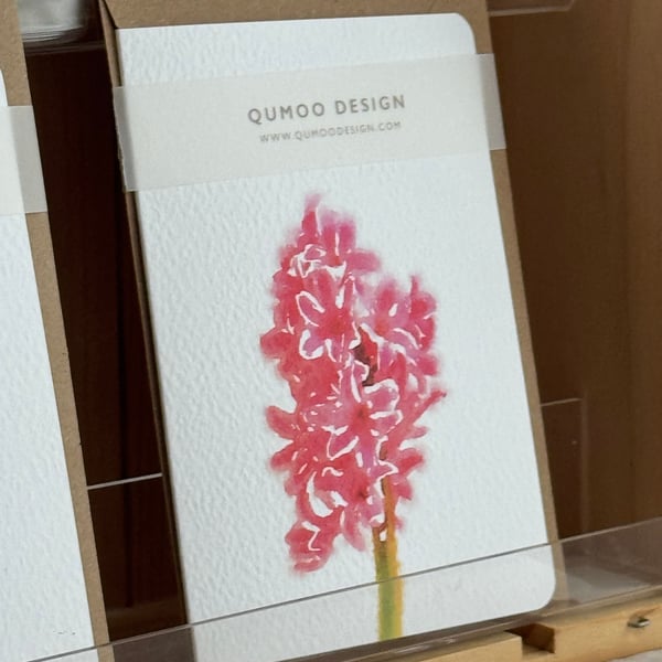 Hyacinth Pink spring flowers Greetings Card (QM 299)