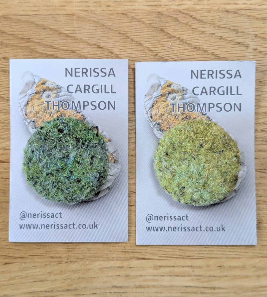 Light Green Abstract Embellished Recycled Textile 38mm Brooches 