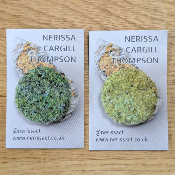 Light Green Abstract Embellished Recycled Textile 38mm Brooches 