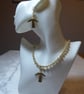 20 inch Beaded Necklace with Golden Guardian Angel Pendant - Image 3