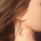 Iridescent Dangly 3 Star Earrings