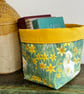 Ducks and Daffodils and plain yellow reversible storage basket spring colours