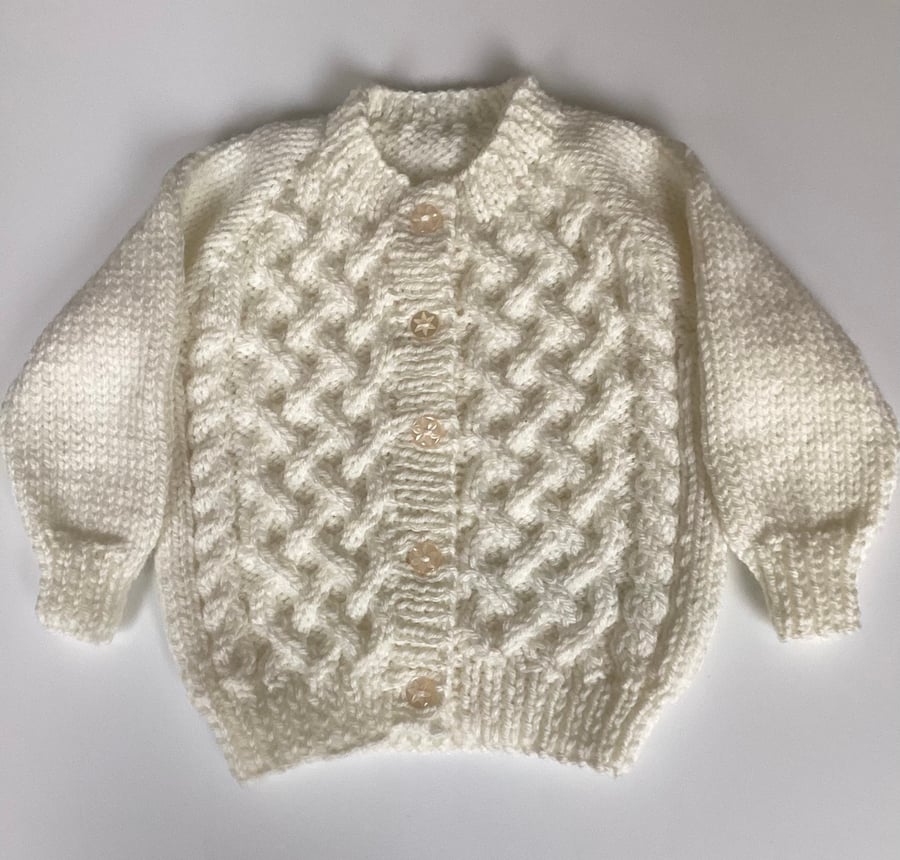 Hand knitted chunky baby cardigan 