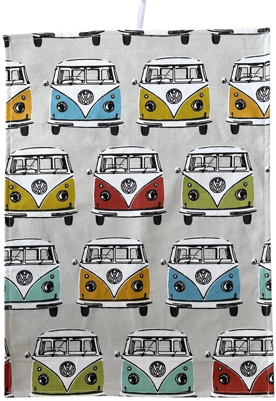 Holiday Vehicle Print Large Cotton Linen Tea Towel