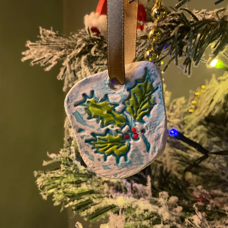 Holly Christmas ornament