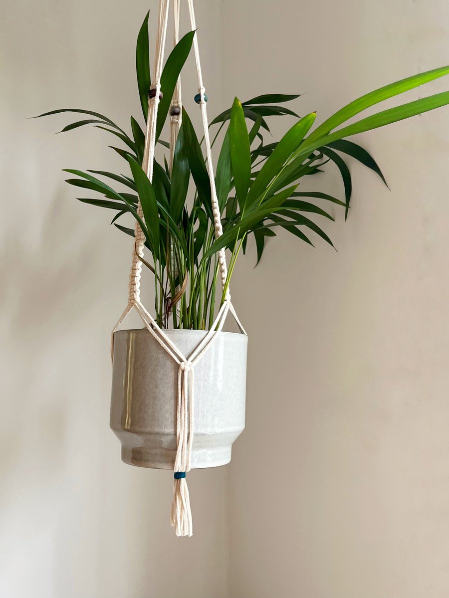 Touch of Teal Macramé Plant Hanger 