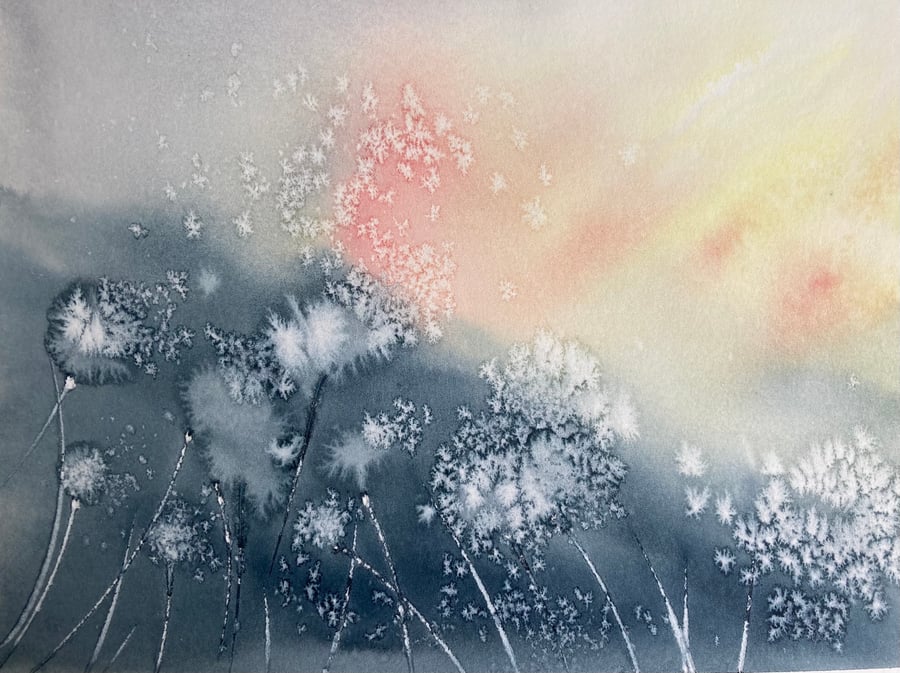 Original abstract watercolour painting 12”x9” 