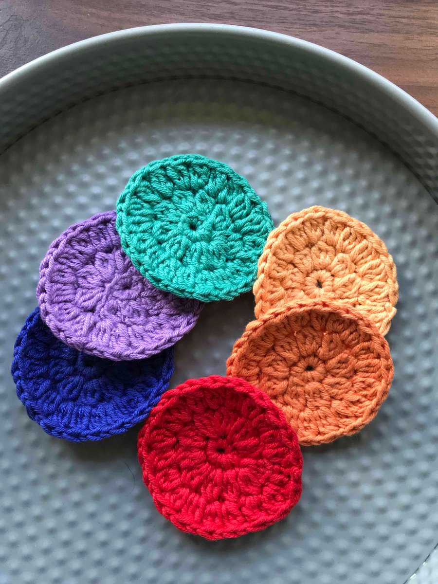 100% cotton crochet face scrubbies, reusable, handmade