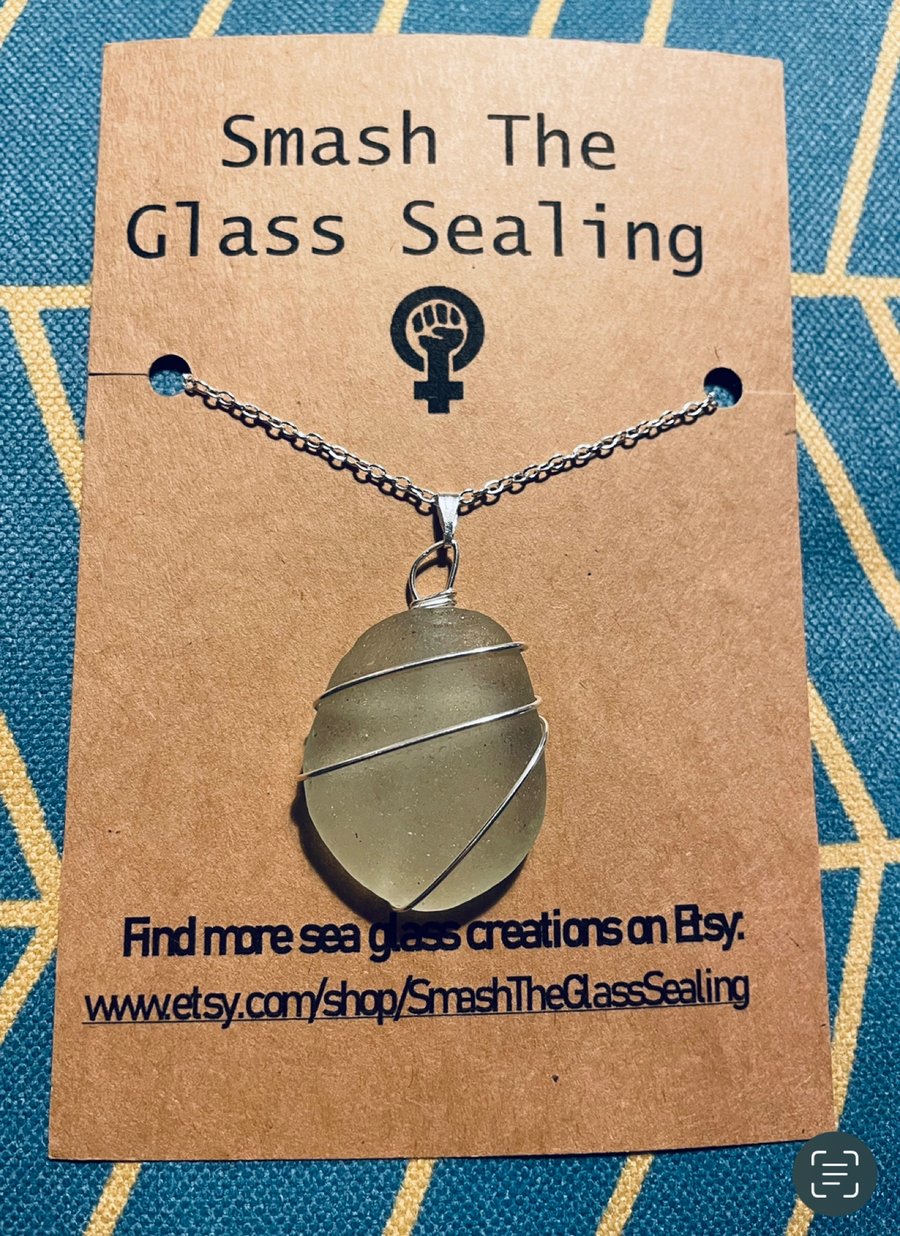 Large Seaham Sea Glass silver plated necklace