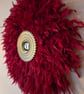 Cherry Red Feather Mirror - Handmade - One Of A Kind - Juju 