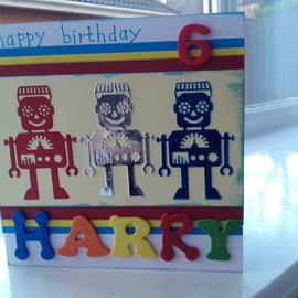 Personalised robot birthday card