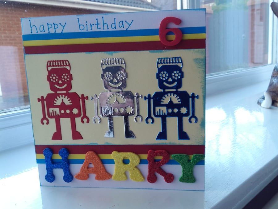 Personalised robot birthday card