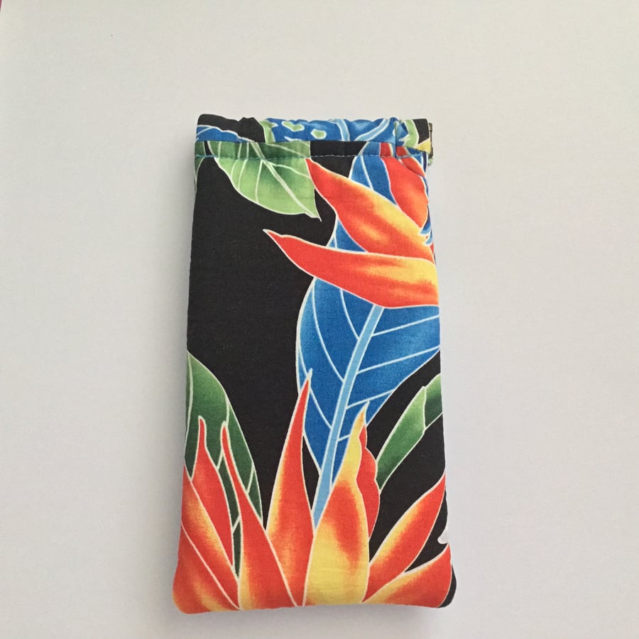 Padded Glasses Case in a Vibrant Tropical  Fabric
