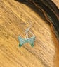 Turquoise and silver beadwork triangle earrings with Czech glass drop - Image 1