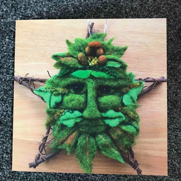 Green man greetings card 