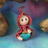 Tiny Garden Gnome 'Cally' with teapot OOAK Sculpt by Ann Galvin