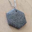 Grey Sparkle Hexagon Polymer Clay Necklace