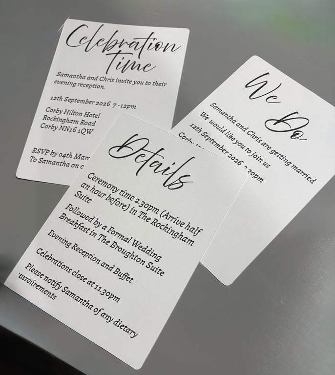 Black & White Script Wedding Invitations Set 