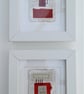 Colourful Combinations Red Grey Natural Handstitched Geometric Art Picture - Image 8