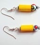 Unique and cute paper beaded earrings with a millefiori venetian glass bead