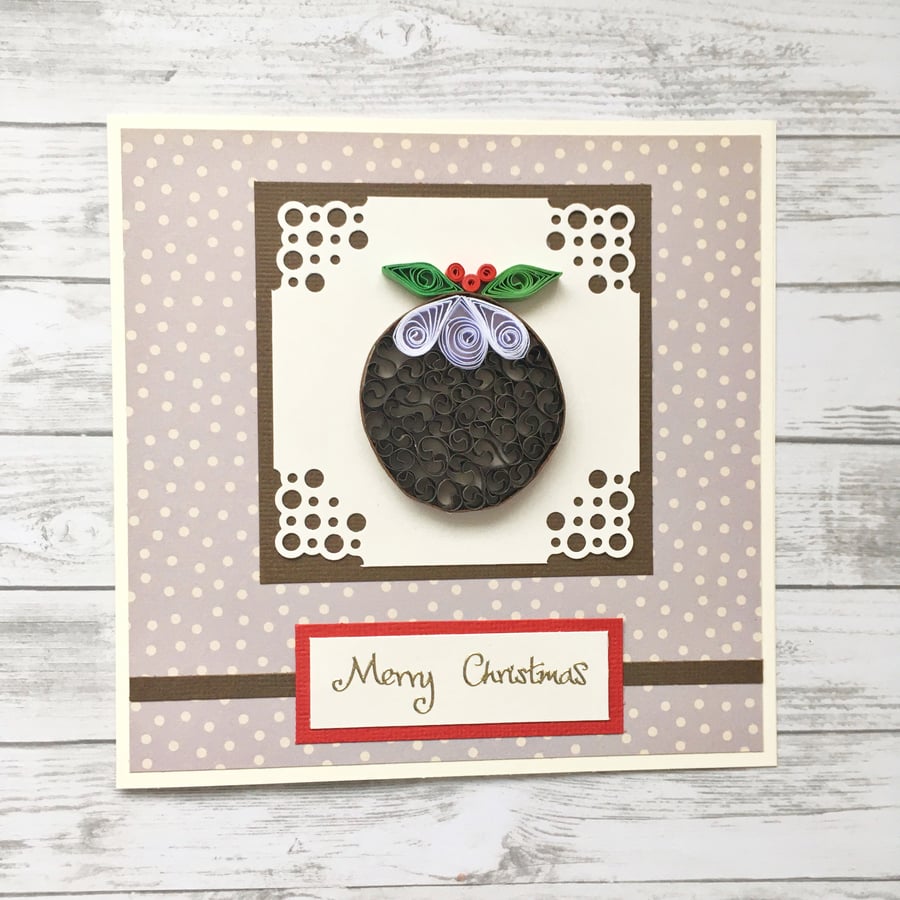 Christmas card - quilled Christmas pudding