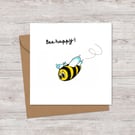 Bee Happy Greeting Card: Bumble Bee Pencil Illustration (221)